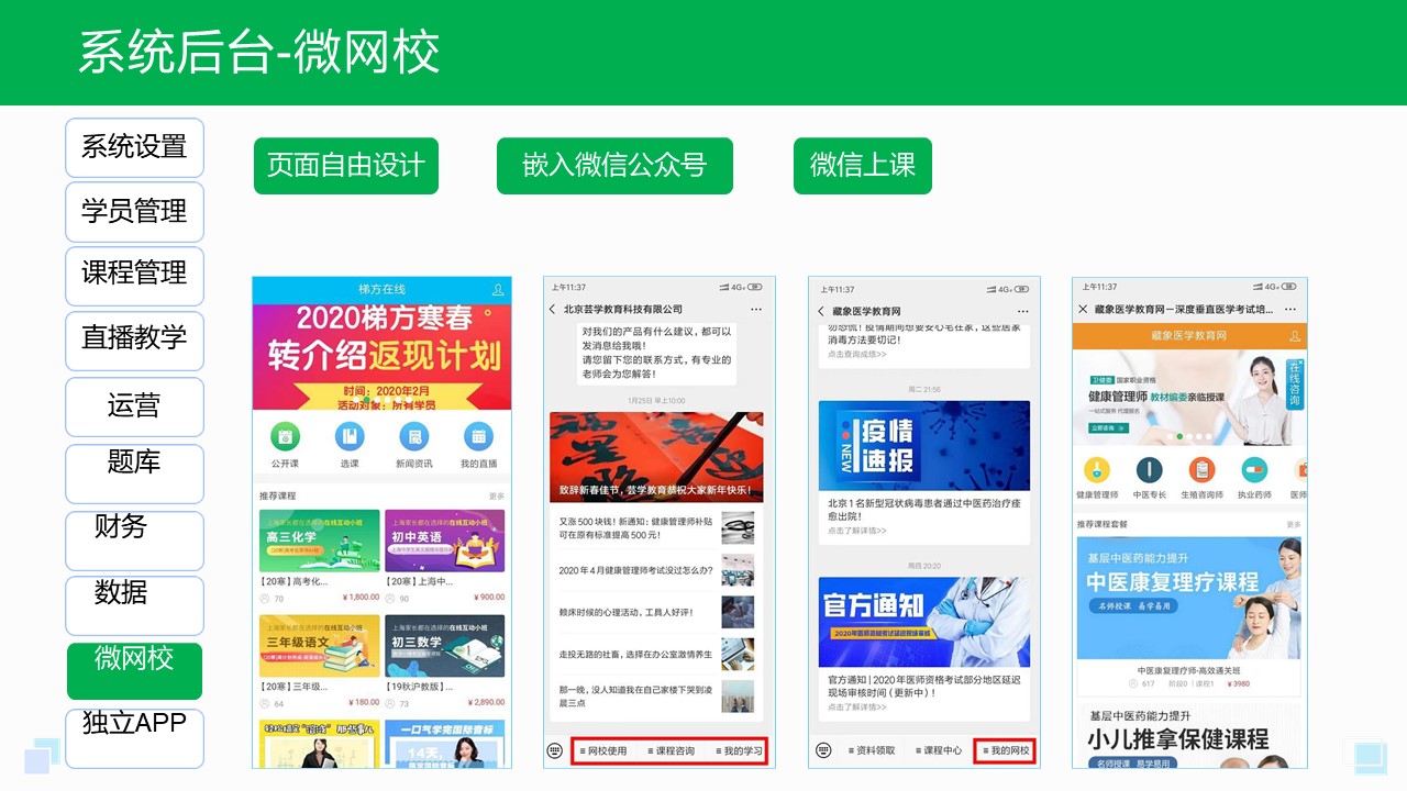 微信網(wǎng)校系統(tǒng)搭建_微信課堂怎么搭建 微信網(wǎng)校平臺 網(wǎng)校系統(tǒng)建設(shè) 第1張